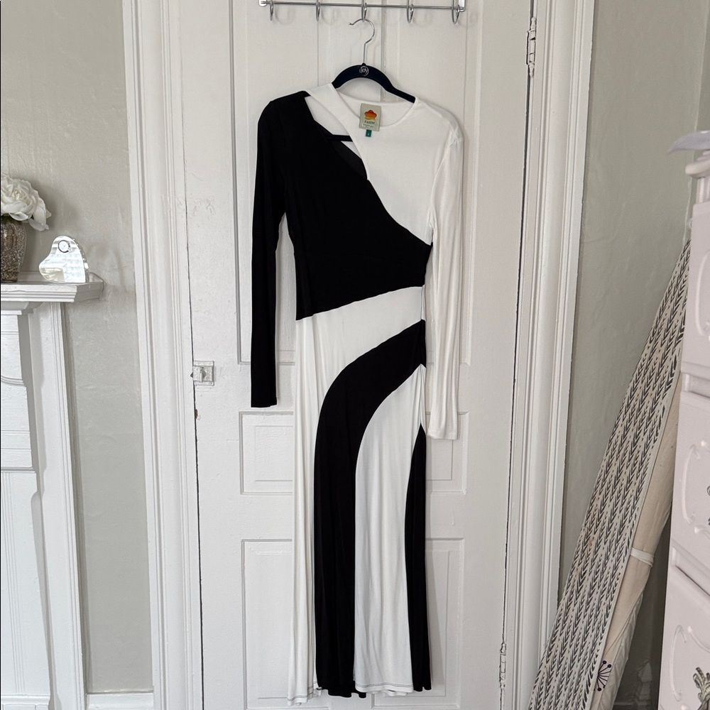 FARM Rio Monochrome Asymmetrical Dress